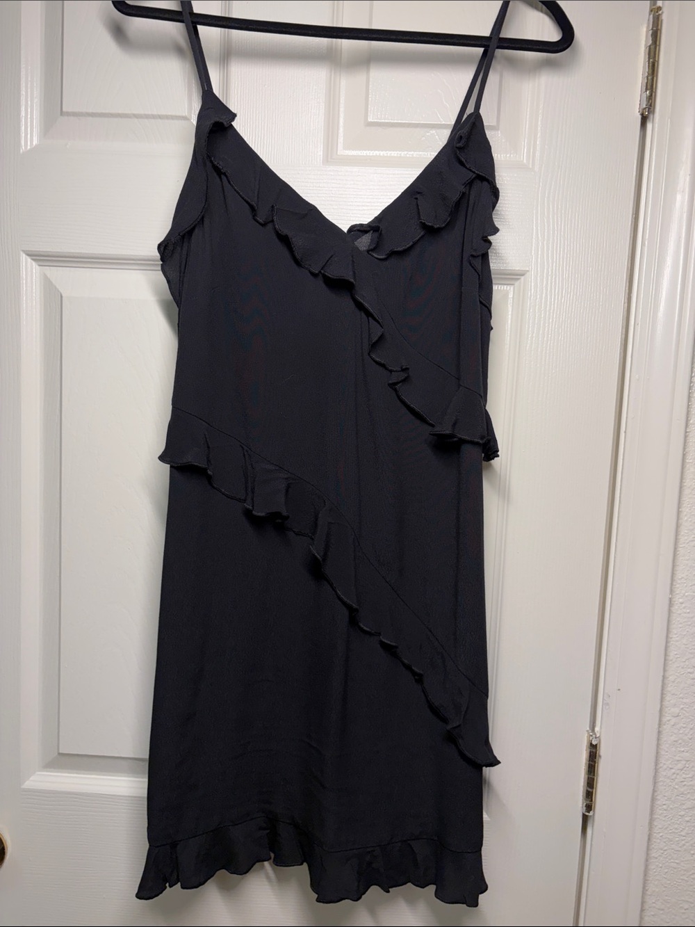 H&M Black Ruffle Slip Mini Dress